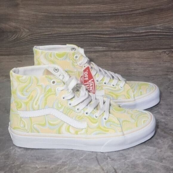 New Vans Sk8 Hi Tapered Lime Green White High Tops Skate Sneakers Casual Rave - Picture 4 of 10